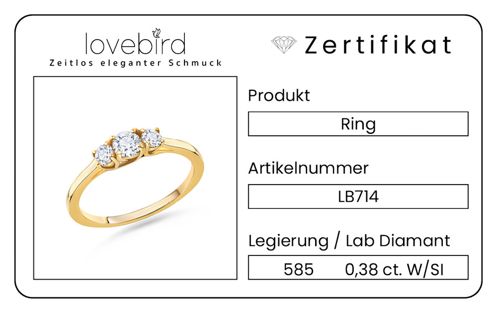 Echtheitszertifikat Lovebird 3 Lab Grown Brillanten 0,38ct
