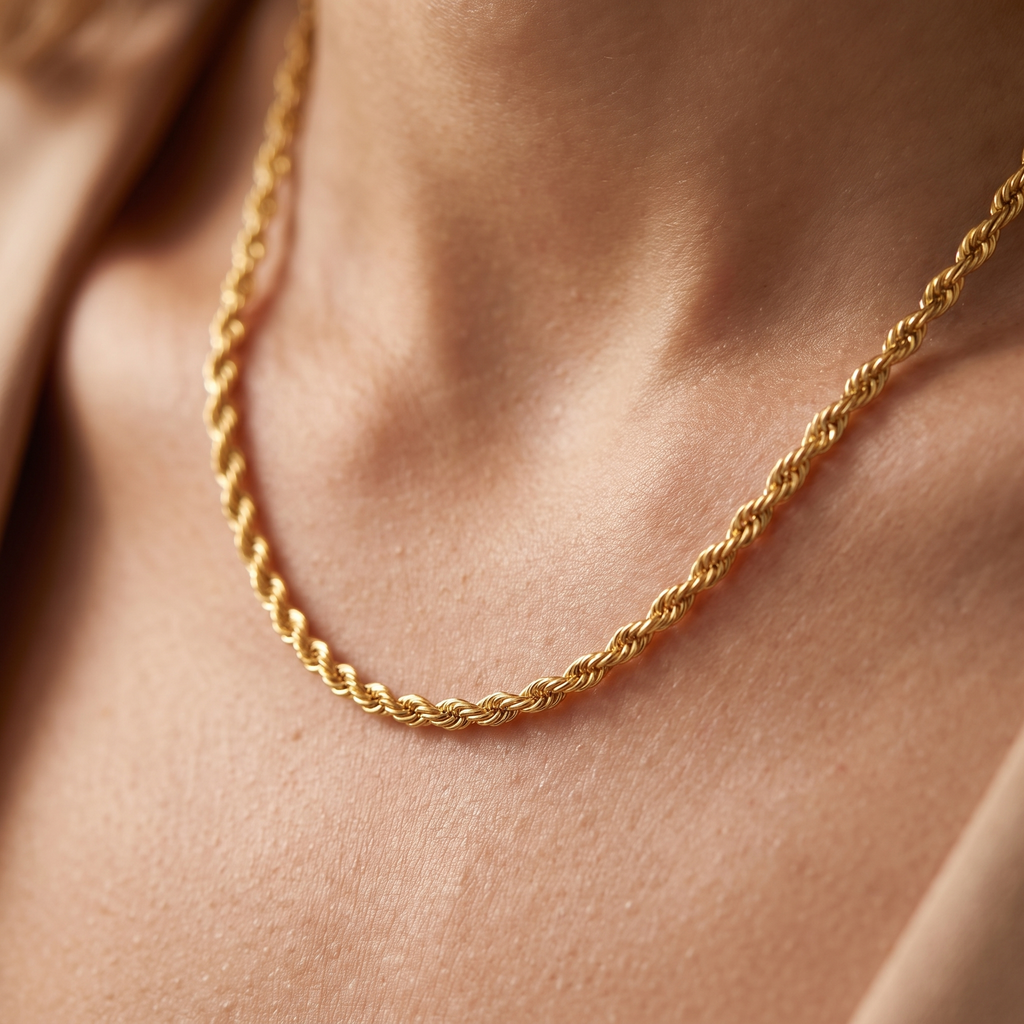 Kordelkette Gold 585, getragen