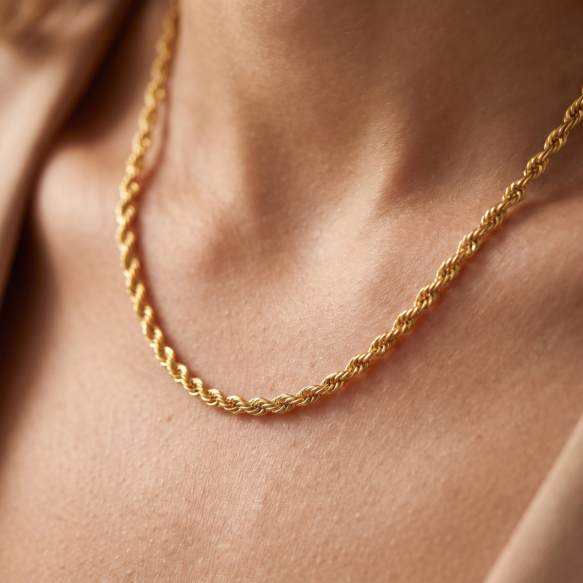 Kordelkette Gold 585, getragen