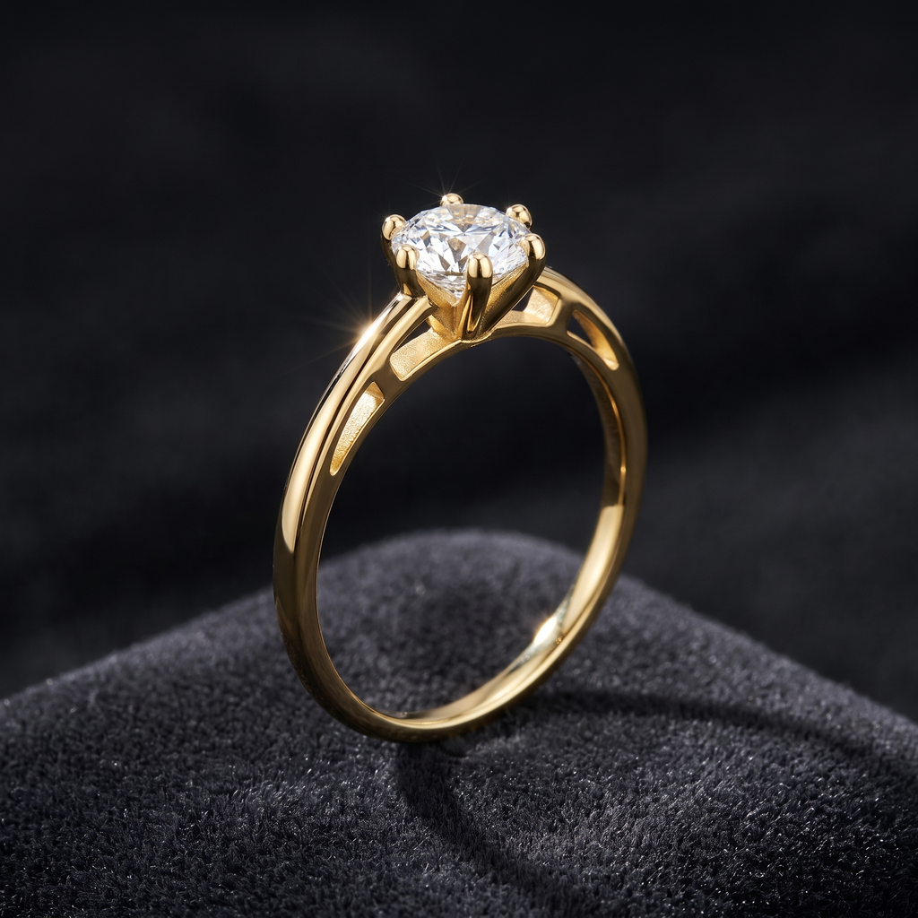 Lovebird Damenring Lab Grown Brillant Gelbgold 585, Freisteller