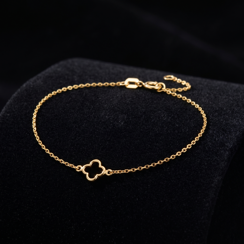 Armband Kleeblatt Gold 333, Freisteller