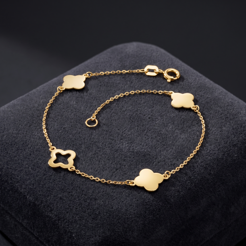 Armband Kleeblätter Gold 333, Freisteller