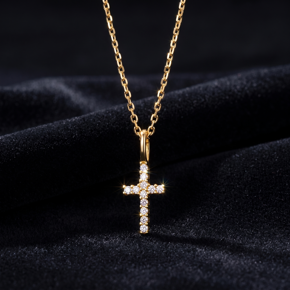 Collier Kreuz Zirkonia Gold 333, Freisteller