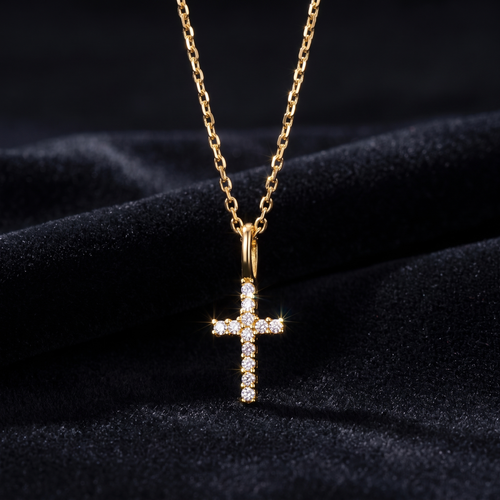 Collier Kreuz Zirkonia Gold 333, Freisteller