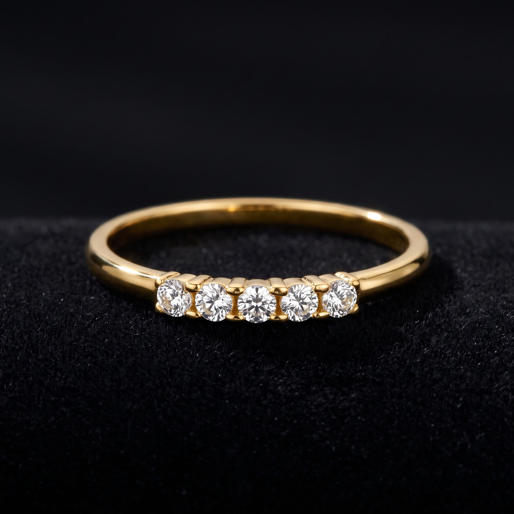 Damenring 5 Zirkonia Gold 585, Freisteller