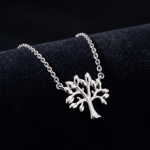Collier Lebensbaum Weißgold 585, Freisteller