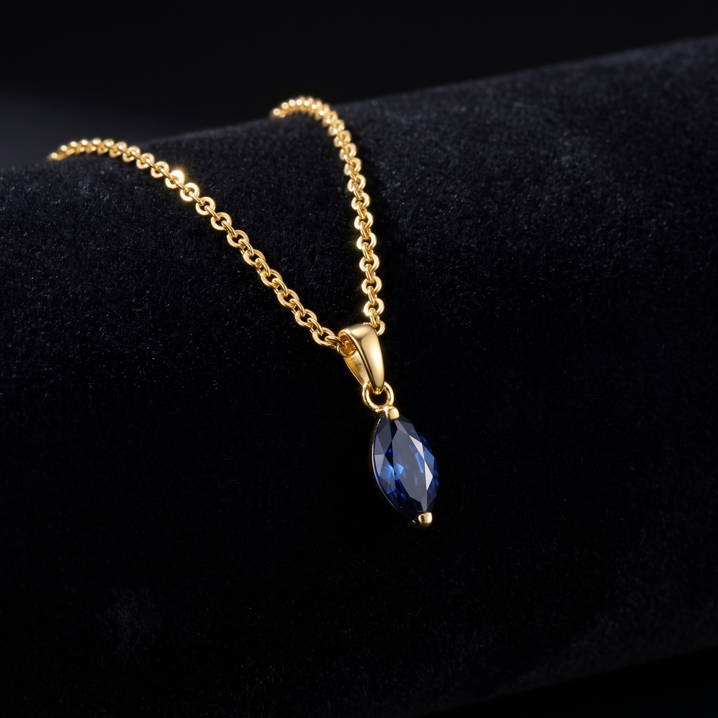 Collier Zirkonia blau Gold 585, Freisteller