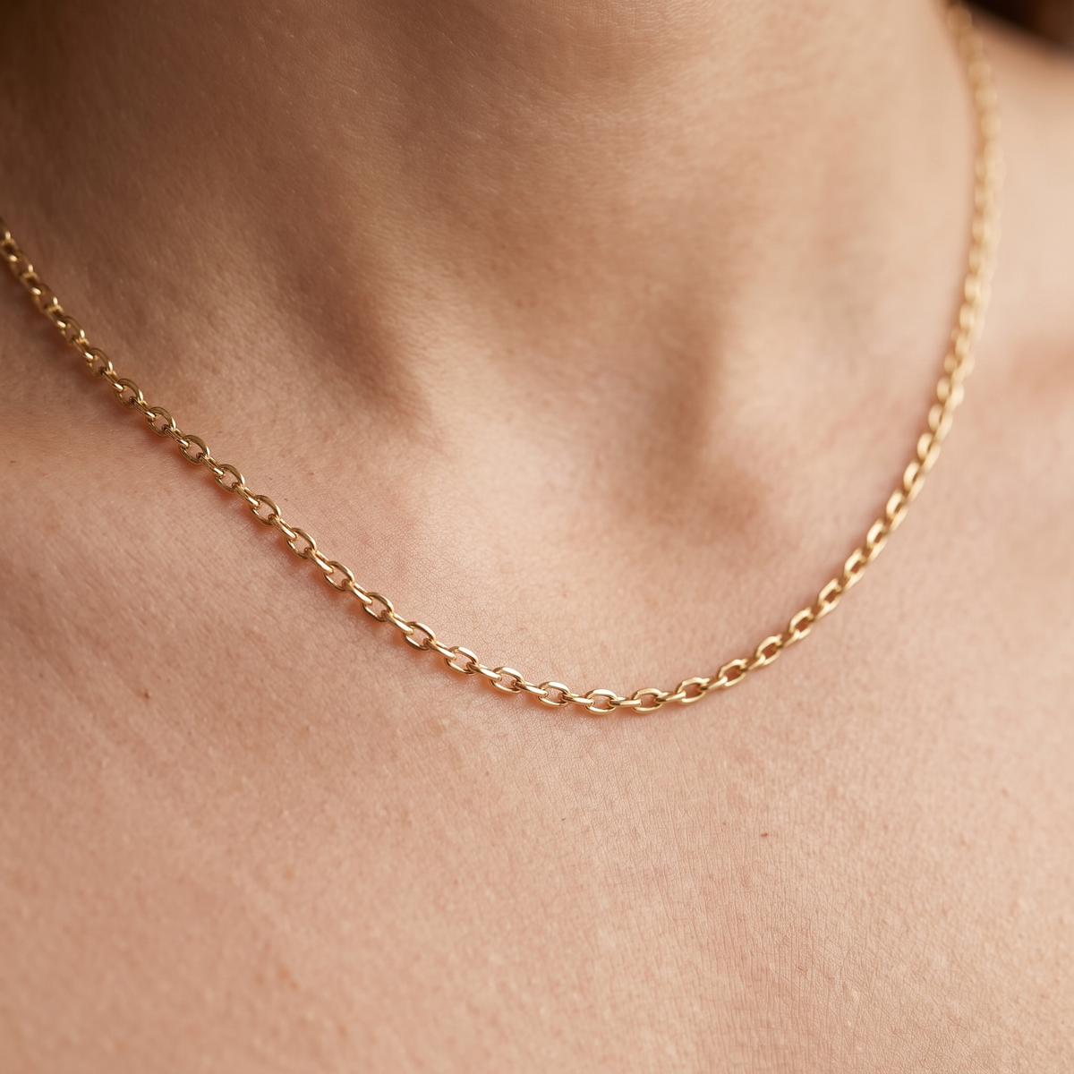 Ankerkette rund Gold 585, getragen