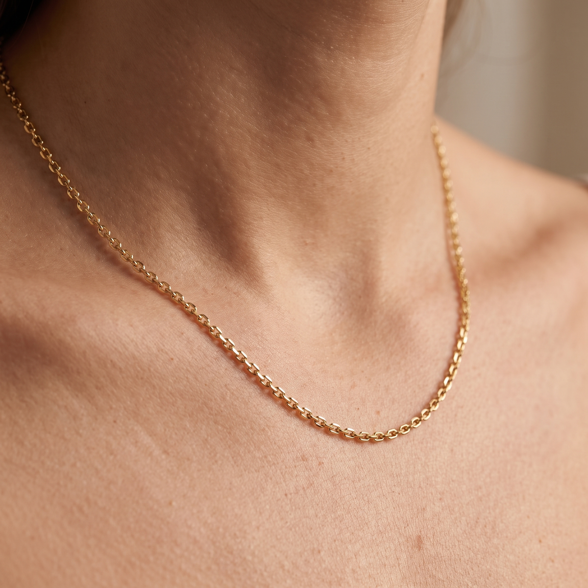 Ankerkette diamantiert Gold 333, getragen