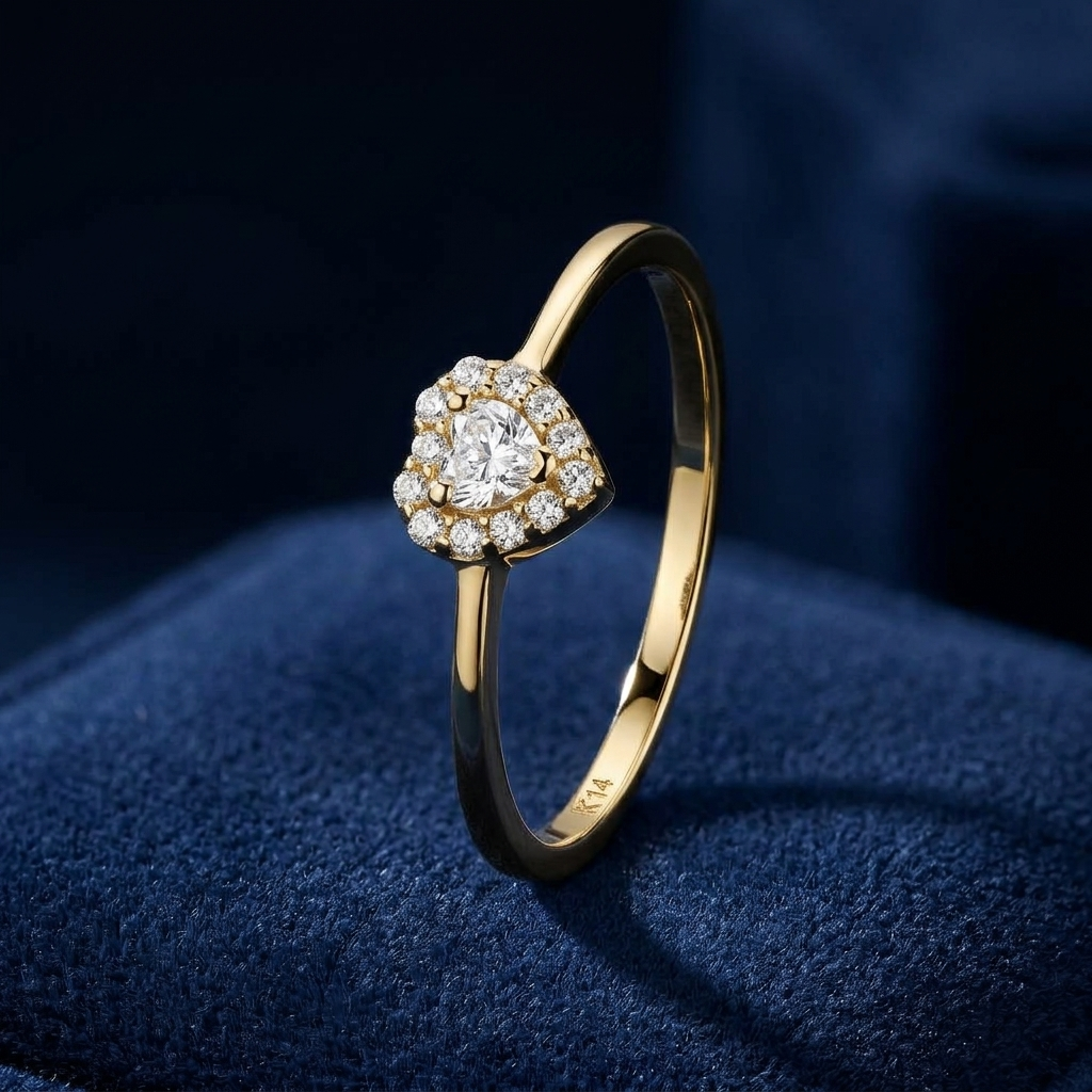 Damenring Herz Zirkonia Gold 333, Freisteller
