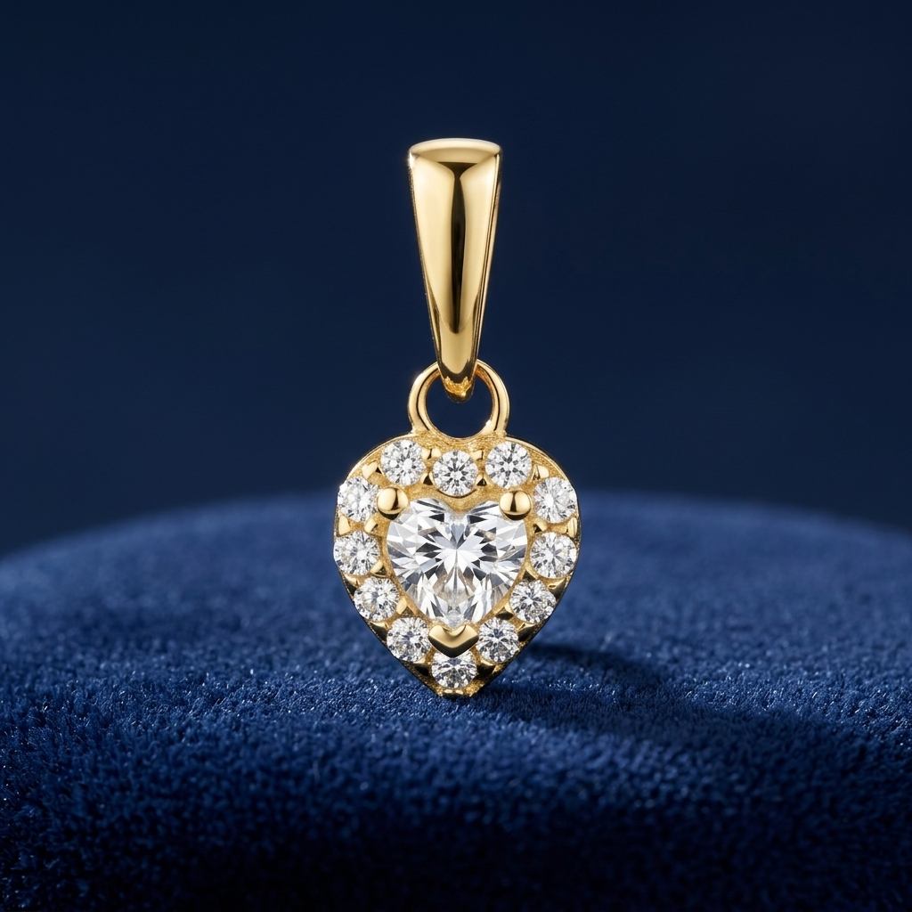 Anhänger Herz Zirkonia Gold 333, Freisteller