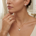 Set Herz Zirkonia Gold 333, alle drei Teile getragen